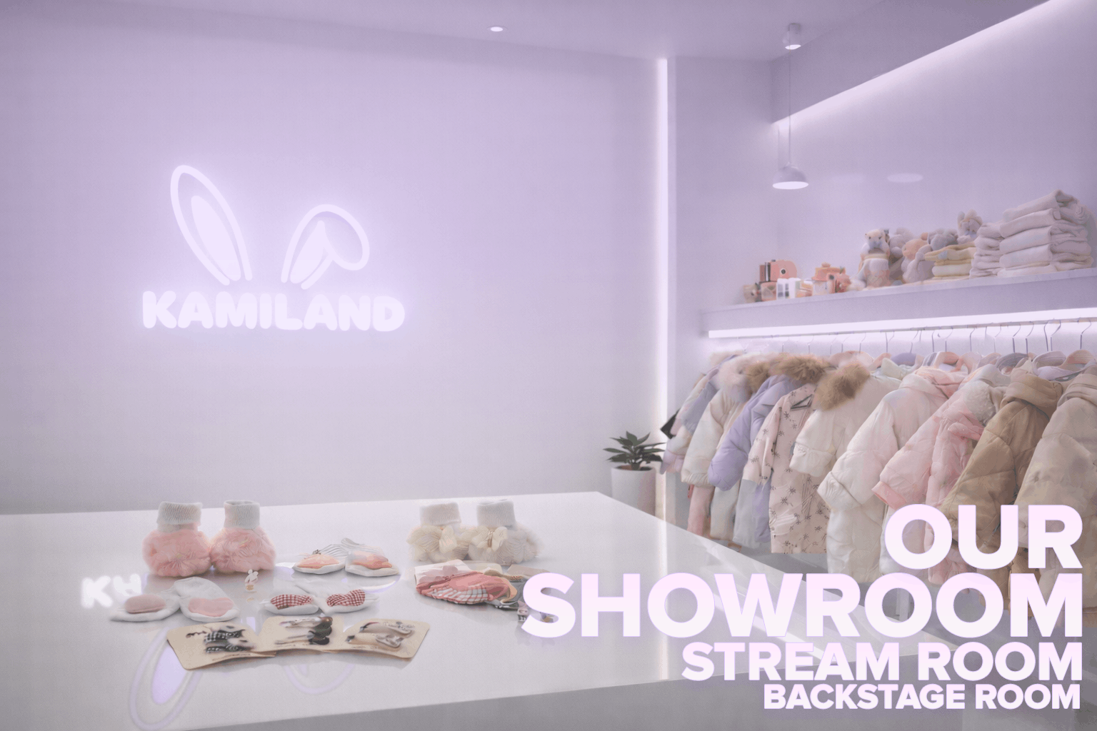 KAMILAND showroom with beautiful baby clothing displays